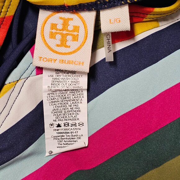 Tory Burch Striped Multicolor Swimsuit Women Size L - Picture 4 of 14